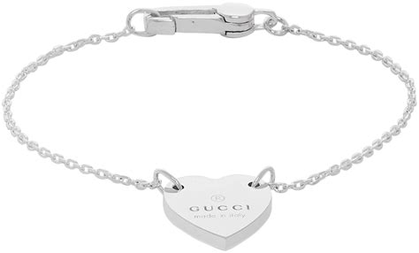 gucci trademark heart silver bracelet|heart bracelet with gucci trademark.